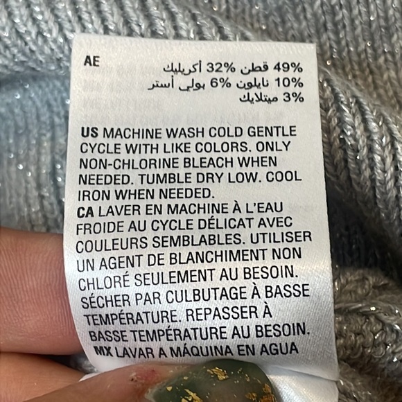 NWT Charter Club Womens Silver Tinsel Longsleeve Stretch Sweater Top XXL PLUS - Picture 5 of 6